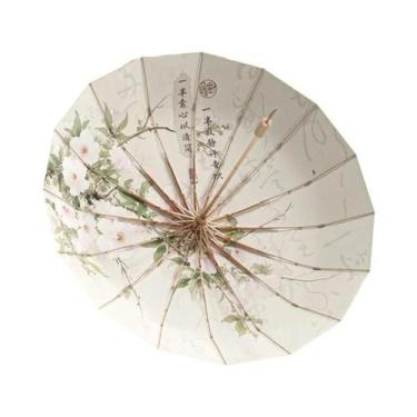 Imagem de Guarda-chuva Dobrável De Alumínio Dourado Com 16 Varetas, Design Retrô