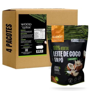 Imagem de Kit 4 Leite de Coco em Pó 100 Vegetal Vegano Sem Lactose 454g - Wood S