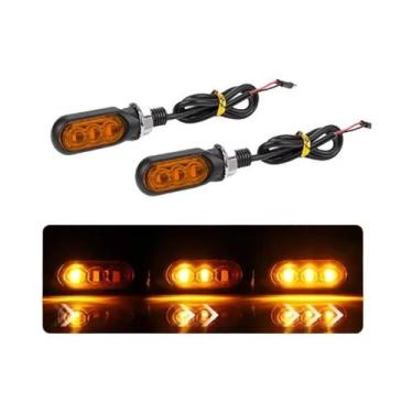Imagem de Indicadores De Sinal De Direção Para Motocicleta 3LED Luzes Pisca-Pisc