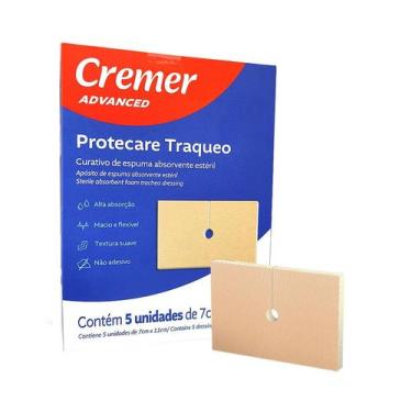 Imagem de Curativo Espuma Para Traqueo Protecare 7 x 11cm Com 5 Unidades Cremer
