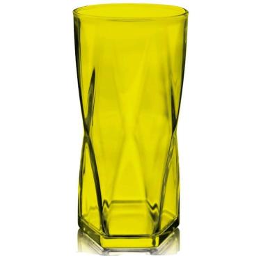 Imagem de Copo Rombus para Bebidas em Vidro com Design Único para Festas e Encontros Amarelo Crisa