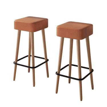 Imagem de Kit 2 Banquetas Estofadas Altas Dubai Assento Estofado Base em Madeira com Encosto Fixo...