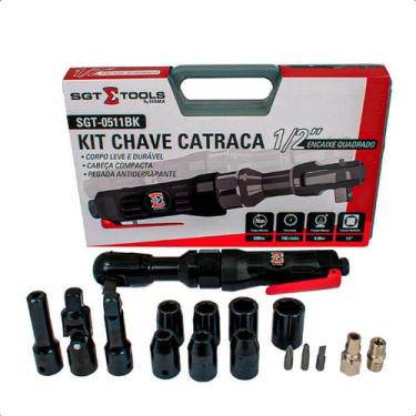 Imagem de Kit Chave Catraca Pneumática 1.2 69Nm com Soquetes Extensão Bits Adapt