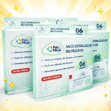 Imagem de Kit 3 Saco Esterilizador Micro-ondas 18un Reutilizavel Bebe - Pais e F