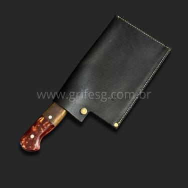 Imagem de Cutelo Artesanal SG em Aço Inox 3mm - Cabo em Resina com Bainha - SG F