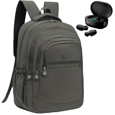 Imagem de Kit Mochila Feminina Escolar Grande Viagem Passeio + Fone Bluetooth Sem Fio-Feminino