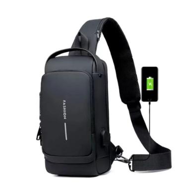 Imagem de Mochila de Ombro Transversal OEM PX1-Preto Compacta à Prova D'água 30x16x9cm Preto com...