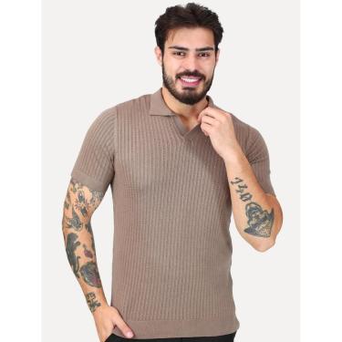 Imagem de Tricô Dixen Manga Curta Gola Polo Marrom-Masculino