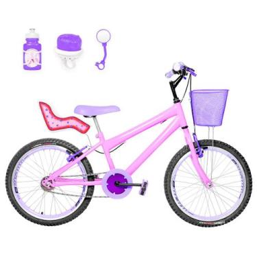 Imagem de Bicicleta Infantil Feminina Aro 20 Aero + Kit Passeio e Cadeirinha - F