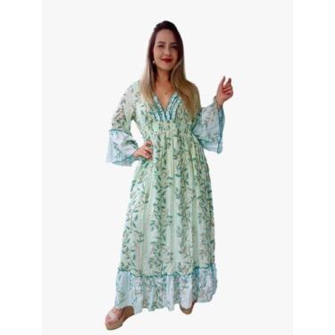 Imagem de Vestido Longo Indiano Linha Luxo Boho Chic c/ Forro-cod.47 - Aleci Fas