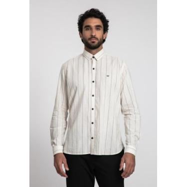 Imagem de Camisa Docthos Slim Manga Longa Listrada Linho, 007 marinho, P