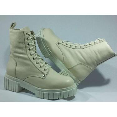 Imagem de Bota Couro Coturno Lovateli Feminino 7001, Gelo, 36