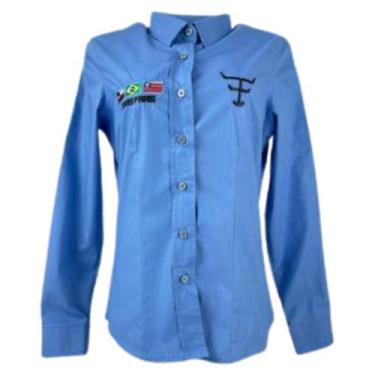 Imagem de Camisa Country Bordada Feminina Competição Original Texas Farm Azul Re
