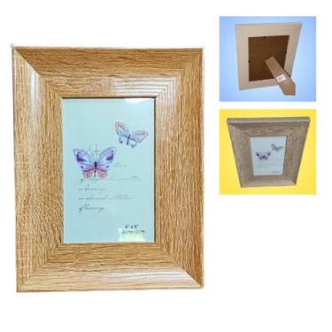 Imagem de Porta-retrato de madeira para foto 15 x 20cm - Decorshop, Bege escuro