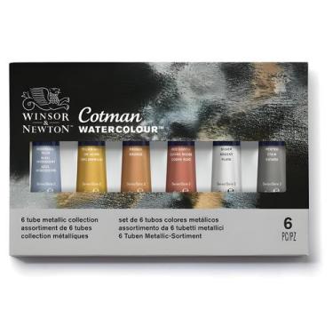 Imagem de Estojo Tinta Aquarela em Tubo Winsor & Newton Cotman 6 Cores Metálicas