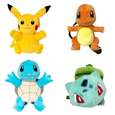 Imagem de Mochila Infantil Pokémon Bichinho de Pelúcia Pikachu Charmander - BBR 