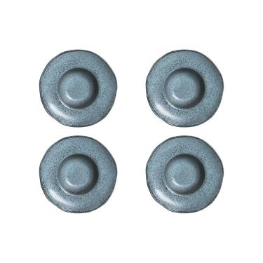 Imagem de Conjunto 4 Pratos para Massa Breeze 25cm Cerâmica Stoneware Design Orgânico para Uso Di...