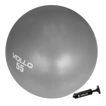 Imagem de Bola Suíça de Ginástica Pilates 55cm com Bomba Cinza Vollo Sports para Exercícios e Fisioterapia