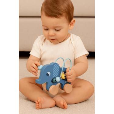 Imagem de Carrinho Elefante Madeira Buba Brinquedo Educativo Bebê