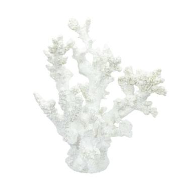 Imagem de Escultura Coral Resina Branco Fino Acabamento Realista Luxo - LUXdécor