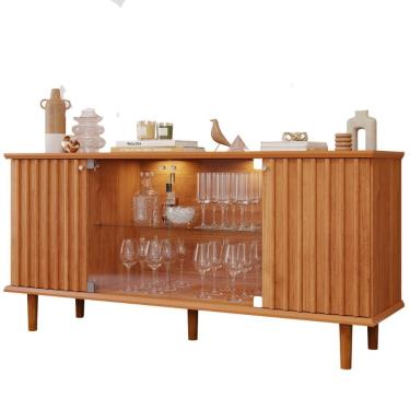 Imagem de Buffet Balcão Janice 4 Portas MDF com Iluminação LED e Vidro Temperado Cinamomo Milani Movelaria