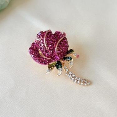 Imagem de Broche Rosa Pink com Pedras Brilhantes - Pistache Acessórios