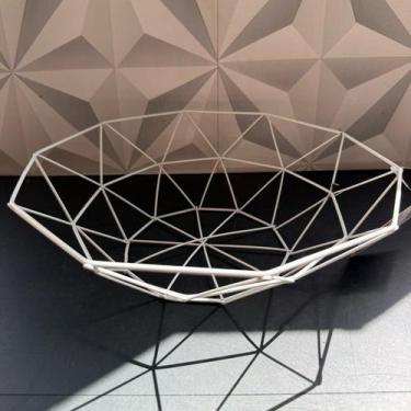 Imagem de Fruteira aramada branca de inox para cozinha decorativa para frutas me