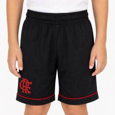 Imagem de Calção Flamengo Raio Infantil Preta - Braziline, 10 ANOS
