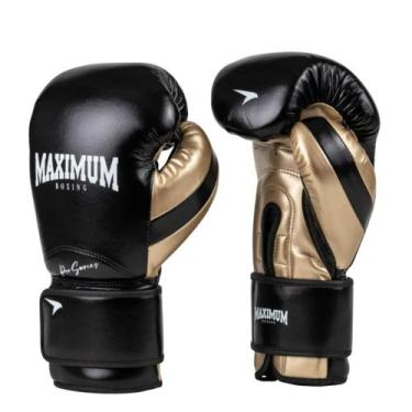 Imagem de Luva Boxe Muay Thai Profissional Cor PRO Preto e Dourado Maximum Pro S