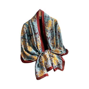 Imagem de Lenço De Seda Elegante Com Estampa Para Mulheres, Moda De Primavera, X