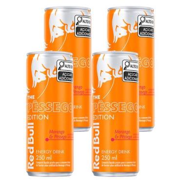 Imagem de Energético Red Bull Morango e Pêssego 250ml 4 Unidades