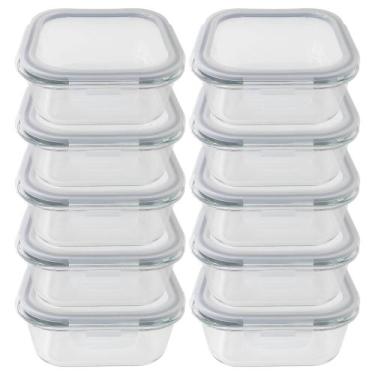 Imagem de Kit 10 Pote de Vidro Marmita Fit Dieta Tampa Hermética 800mL - Sular