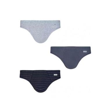 Imagem de Kit de 3 Cuecas Lupo Slip de Algodão 515-089, Cinzamescla, Grafite, Pr
