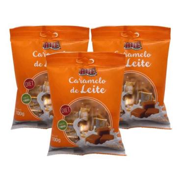 Imagem de Kit Bala Caramelo De Leite Diet - Hué 3 Unidades 100g