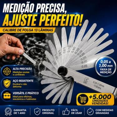 Imagem de Calibrador De Folga EDA 13 Peças P/ Mecânica Regulagens Técnicas Profi