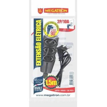 Imagem de Extensão Tripla 90 1,5M 10A 2P Megatron Preta
