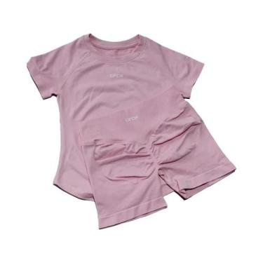 Imagem de Conjunto Esportivo Feminino De Secagem Rápida Sem Costura 2 Peças: Top
