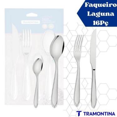 Imagem de Faqueiro Tramontina Laguna 16 Peças Aço Inox Churrasco Brilho Lava-Lou