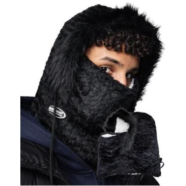 Imagem de Touca Inverno Forrada Pelúcia Quente Ajustável Unissex - mr, Preto