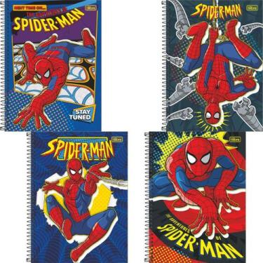 Imagem de 4 cadernos capa dura universitário spider man fit 1m 80fls - TILIBRA