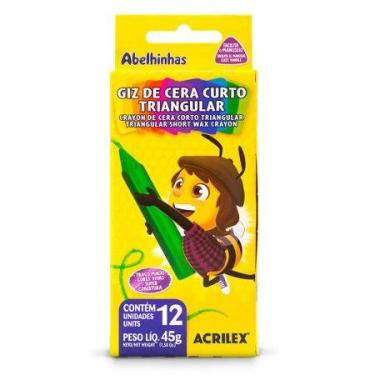 Imagem de Giz de cera curto triangular 12 cores 09412 - Acrilex