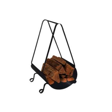 Imagem de Porta Lenha Cesto Suporte para Lareira Madeira Multiuso - INOX LAURIND