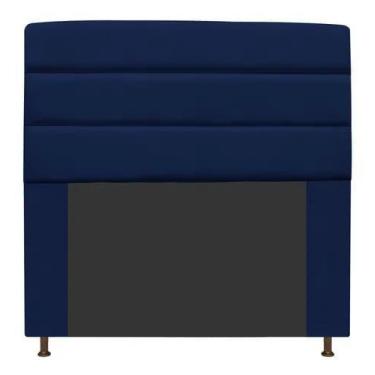 Imagem de Cabeceira Estofada Turim 140cm Casal Suede Azul Marinho - D A Decor