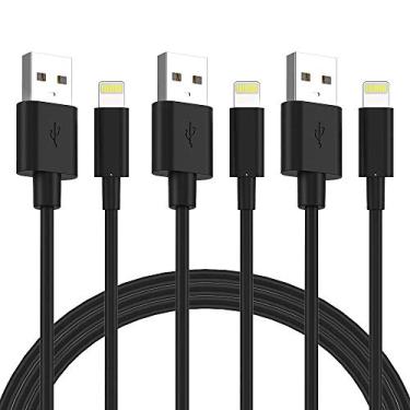 Imagem de Cabos de carregamento Quntis para iPhone, pacote com 3, 1,8 m, lightning para USB A, certificado, rápido, para iPhone 14 13 12 11 XS Max XR X 8 Plus 7 Plus 6s Plus 5s SE iPad Pro iPod Airpods – Preto