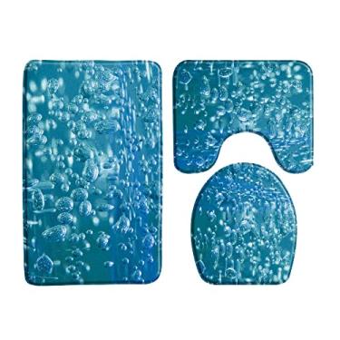 Imagem de Tapete de banho rosa praia oceano conjunto de 3 peças tapete antiderrapante para banheiro tapete tapetes de chão capa de banheiro almofada em forma de u produto de banheiro, 33980J, 3 pcs tapetes, 400mmx600mm