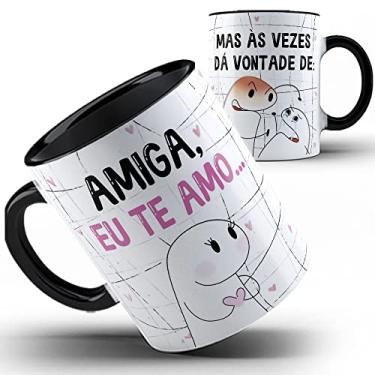 Imagem de Caneca preta Flork amiga te amo mas as vezes