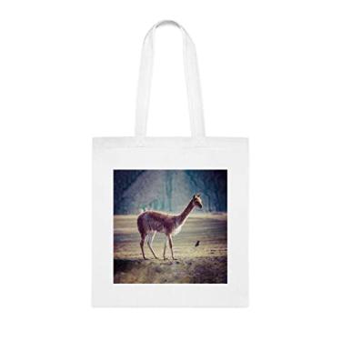 Imagem de Vicunas In The Peruvian Andes At Arequipa Peru, Sacola Engraçada, Bolsa de Ombro, Sacolas Reutilizáveis, Cesta de Aniversário de Natal, Branco