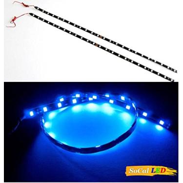 Imagem de SOCAL-LED 2x 60 cm 24" Azul Flexível Tiras de LED de alta potência brilhante 5050 24 SMD carro DRL sob luz de destaque do painel, à prova d'água, cortável