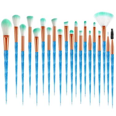 Imagem de 20 pçs conjunto de pincéis de maquiagem em pó base de blush mistura sombra de olho lábio cosméticos beleza pincel de maquiagem pincel maquiagem, transparente azul