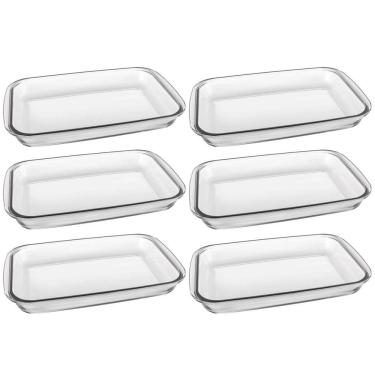 Imagem de Jogo 6 Assadeiras Refratárias Retangulares 2,2L Marinex em Vidro Temperado Transparente